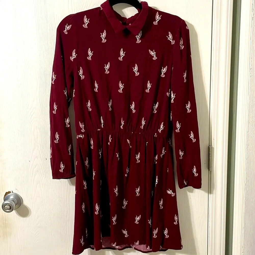 💰Divided midi bird pattern dress size 10 - Picture 1 of 7